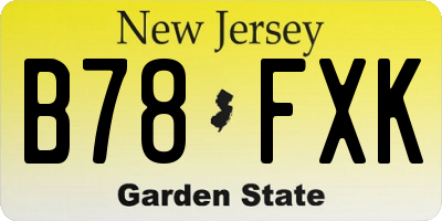 NJ license plate B78FXK