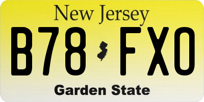 NJ license plate B78FXO