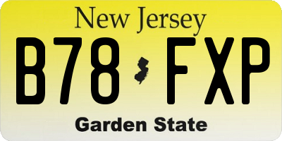 NJ license plate B78FXP