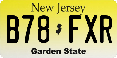 NJ license plate B78FXR