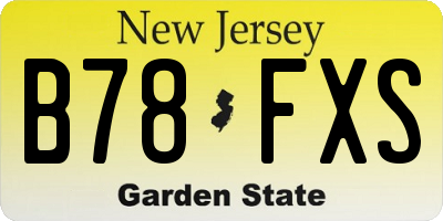 NJ license plate B78FXS