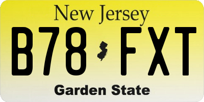 NJ license plate B78FXT
