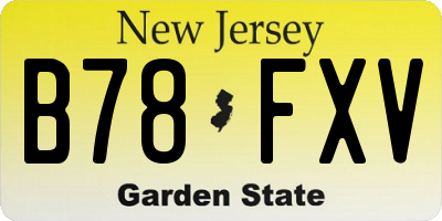 NJ license plate B78FXV