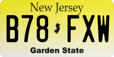 NJ license plate B78FXW