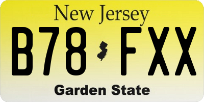 NJ license plate B78FXX