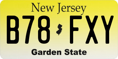 NJ license plate B78FXY