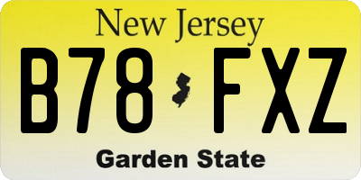 NJ license plate B78FXZ