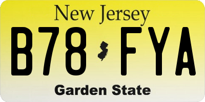 NJ license plate B78FYA