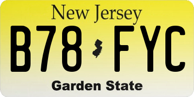 NJ license plate B78FYC
