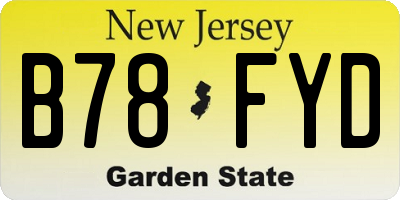 NJ license plate B78FYD