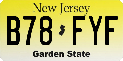NJ license plate B78FYF