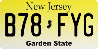 NJ license plate B78FYG