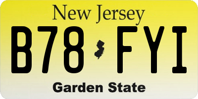 NJ license plate B78FYI