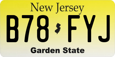 NJ license plate B78FYJ