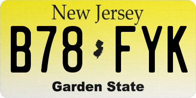 NJ license plate B78FYK