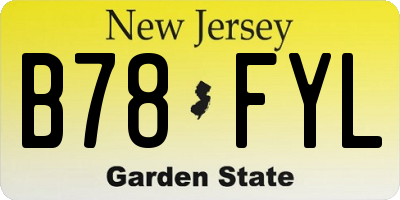 NJ license plate B78FYL