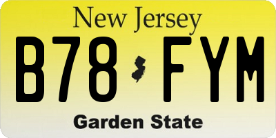 NJ license plate B78FYM