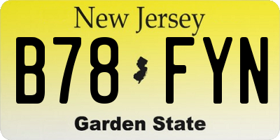 NJ license plate B78FYN