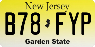 NJ license plate B78FYP