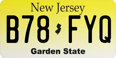 NJ license plate B78FYQ