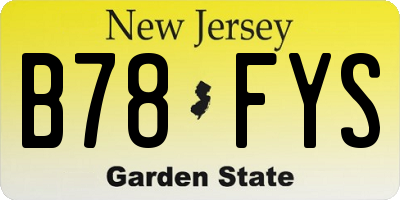NJ license plate B78FYS