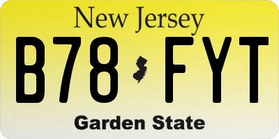 NJ license plate B78FYT