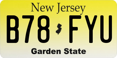NJ license plate B78FYU