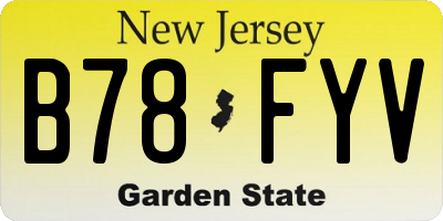 NJ license plate B78FYV