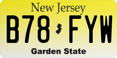 NJ license plate B78FYW