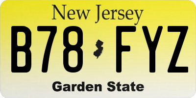 NJ license plate B78FYZ