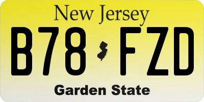 NJ license plate B78FZD