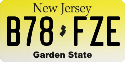NJ license plate B78FZE