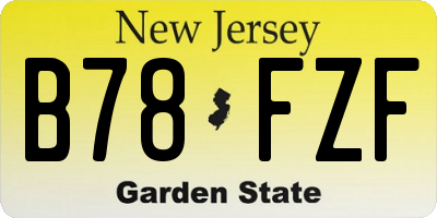 NJ license plate B78FZF