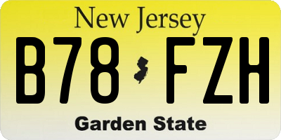 NJ license plate B78FZH