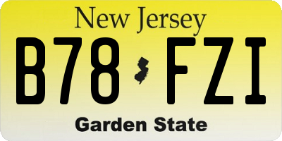 NJ license plate B78FZI