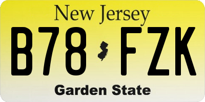 NJ license plate B78FZK