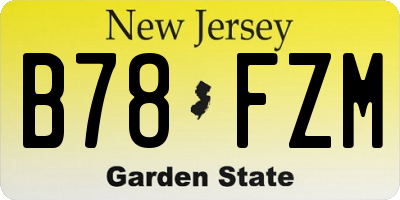 NJ license plate B78FZM