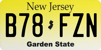 NJ license plate B78FZN