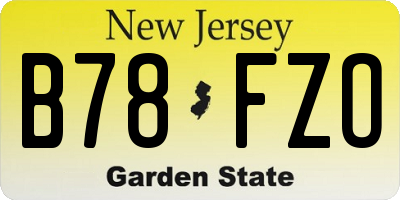 NJ license plate B78FZO