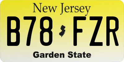NJ license plate B78FZR