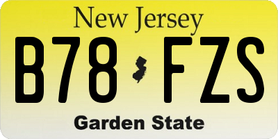NJ license plate B78FZS