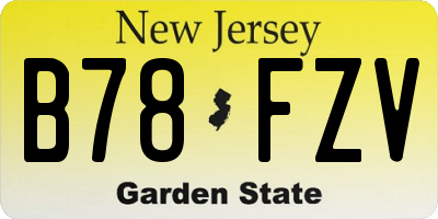 NJ license plate B78FZV