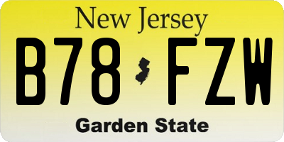 NJ license plate B78FZW