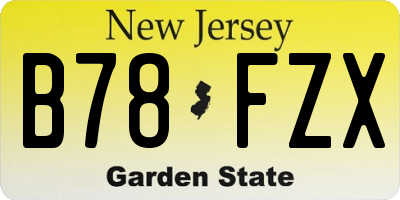 NJ license plate B78FZX