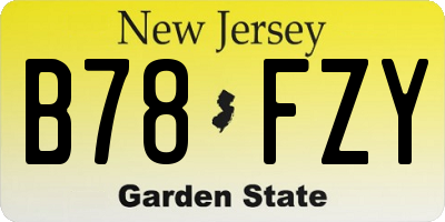 NJ license plate B78FZY