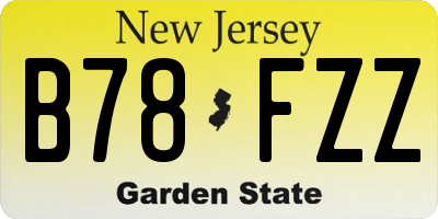 NJ license plate B78FZZ