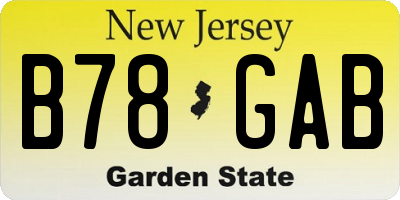 NJ license plate B78GAB