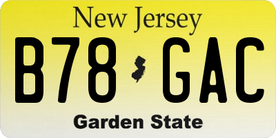 NJ license plate B78GAC
