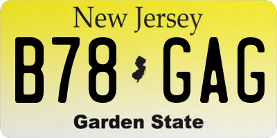 NJ license plate B78GAG