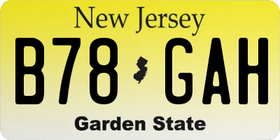 NJ license plate B78GAH
